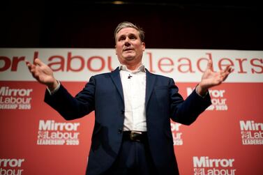 Keir Starmer makes his pitch for the leadership of the Labour Party at the last hustings of the election campaign. Getty