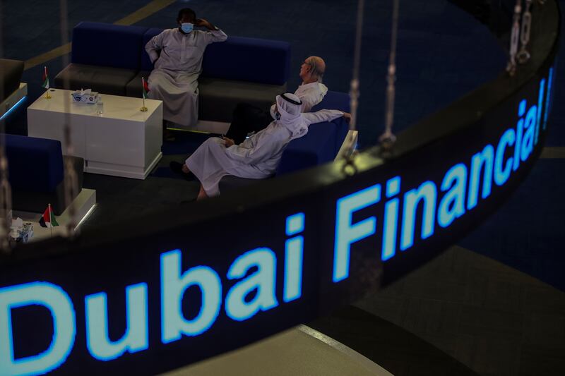 Traders at Dubai Financial Market. EPA
