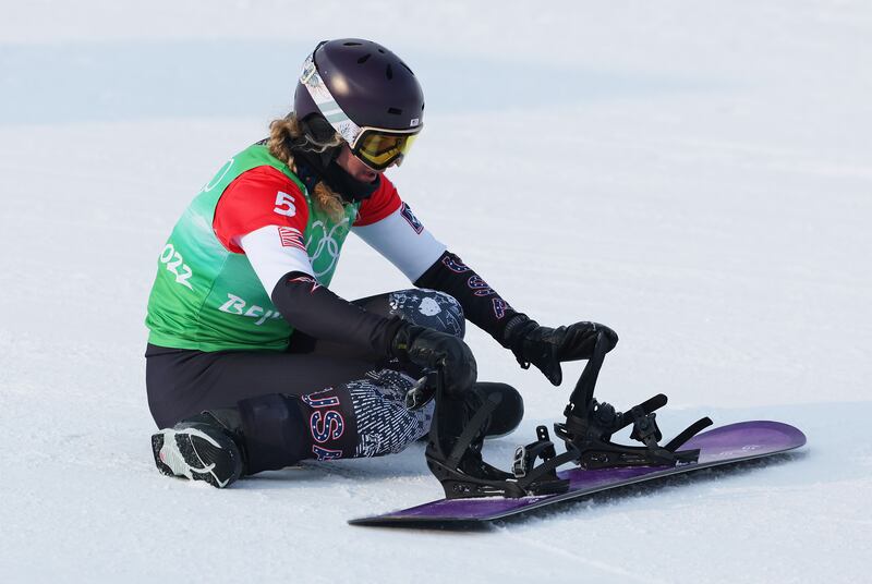 Lindsey Jacobellis after winning the Women's snowboard cross gold on Wednesday. Getty