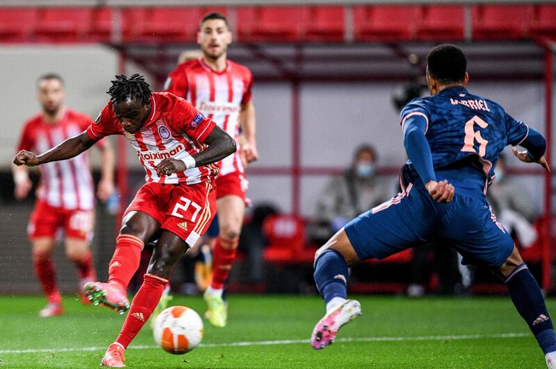 Bruma - 6: The Portuguese winger was wasteful with the ball on the few occasions he had it in the Arsenal half. Constantly switched from left to right. He had the first chance on goal for Olympiacos. PA