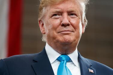 President Donald Trump arrives to speaks about energy and infrastructure at the International Union of Operating Engineers International Training and Education Center, Wednesday, April 10, 2019, in Crosby, Texas. (AP Photo/Evan Vucci)