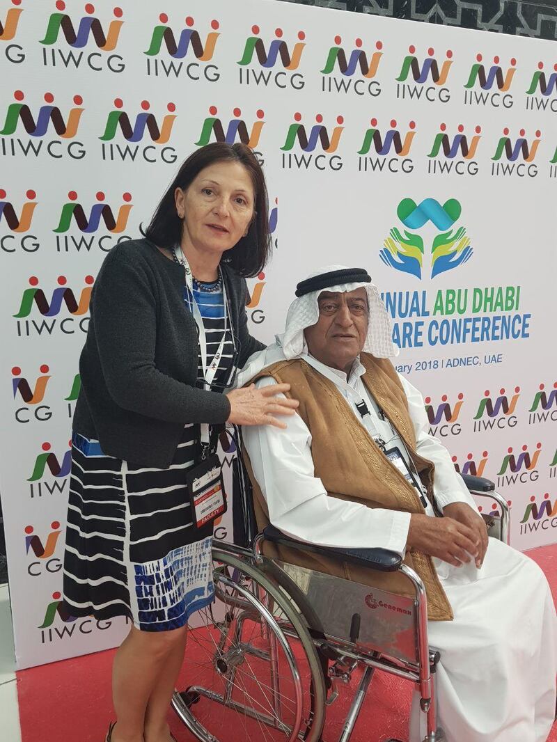 Dr Golnar Prudhomme, Clinical Associate in the Heart and Vascular Institute at Cleveland Clinic Abu Dhabi, and her diabetic patient Ahmed Al Mansoori attend the ninth annual Abu Dhabi wound care conference.