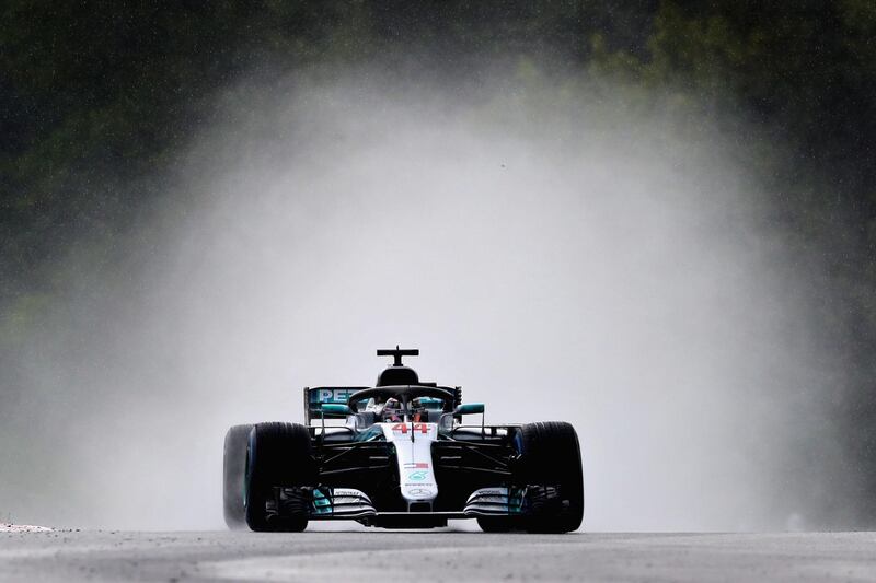 BUDAPEST, HUNGARY - JULY 28: Lewis Hamilton of Great Britain driving the (44) Mercedes AMG Petronas F1 Team Mercedes WO9 on track during qualifying for the Formula One Grand Prix of Hungary at Hungaroring on July 28, 2018 in Budapest, Hungary.  (Photo by Mark Thompson/Getty Images)