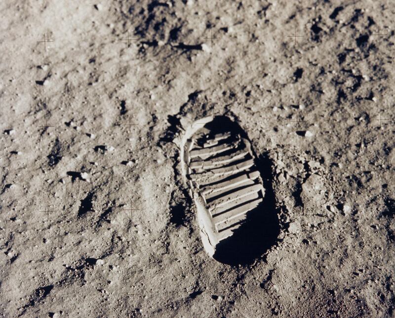One of the first steps taken on the Moon. NASA / EPA