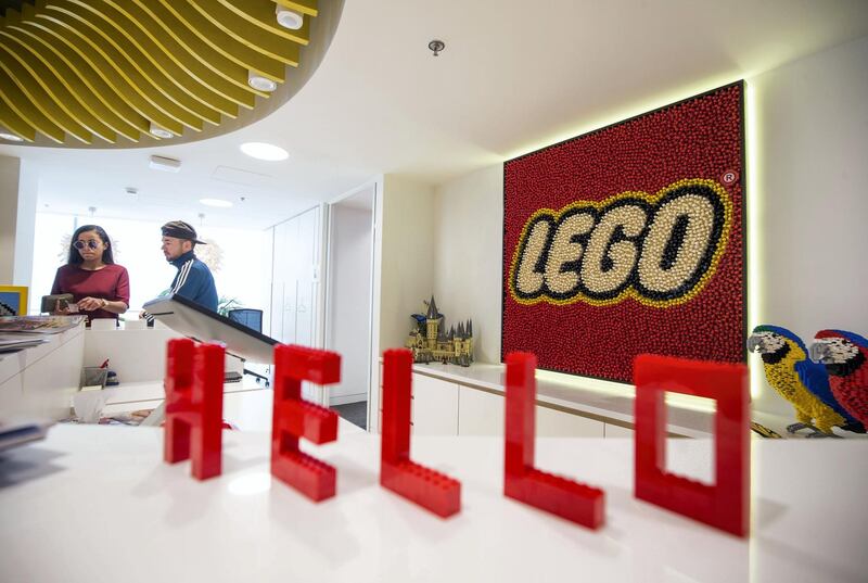 DUBAI, UNITED ARAB EMIRATES - The reception of the new Lego office at the opening of the new Lego office in Dubai Design District.  Leslie Pableo for The National