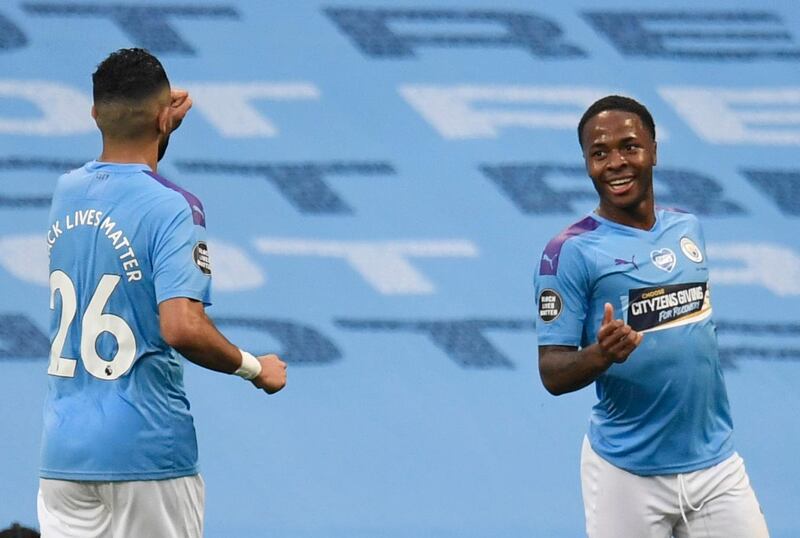 Manchester City's Raheem Sterling celebrates. Reuters