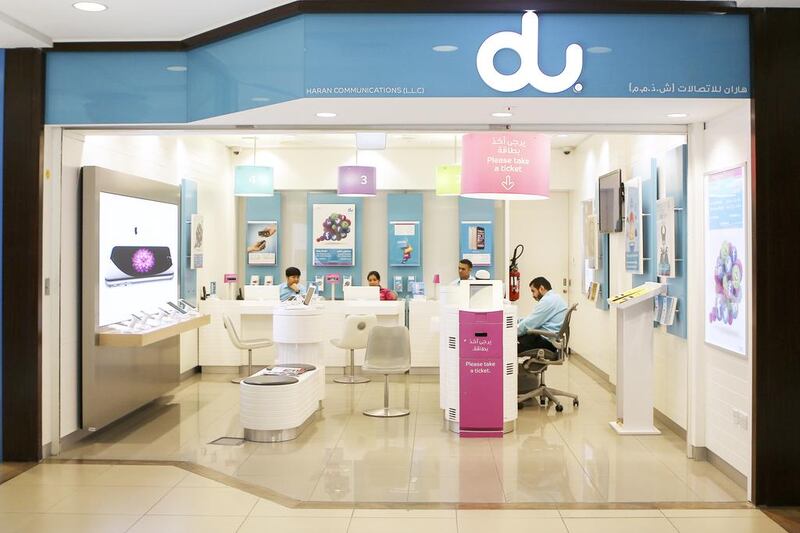 A Du shop in Jumeirah Centre in Dubai. 