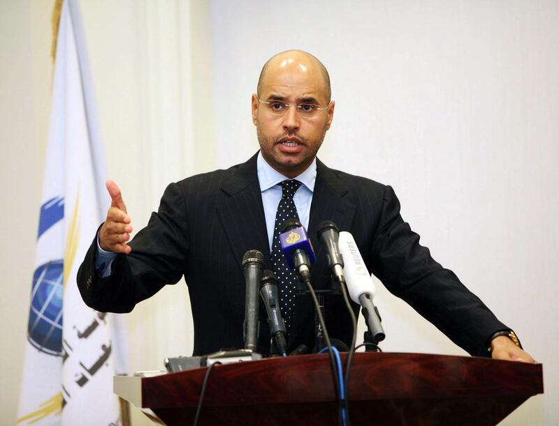 Saif Al Islam Qaddafi, pictured in March, 2010. The son of Libyan dictator Muammar Qaddafi, once thought to be heir-apparent, has been released from prison under an amnesty agreement made with the militia in western Libya. Sabri Elmhedwi / EPA