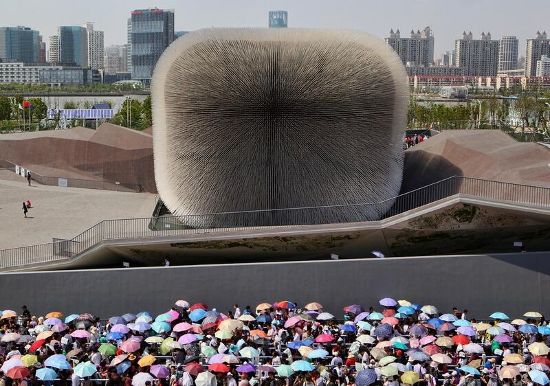 2010: Visitors queue up to enter the UK Pavilion on the second day of the Shanghai World Expo in Shanghai, China. Feng Li/Getty Images