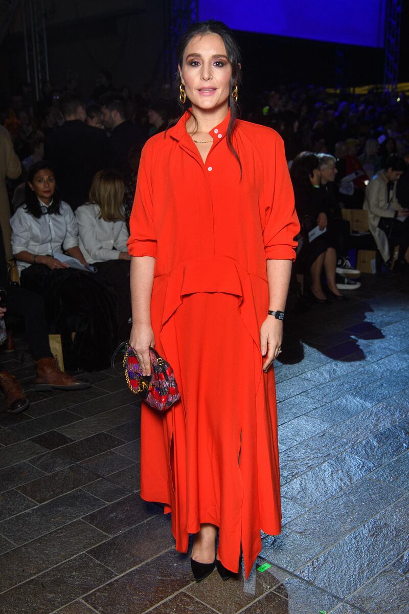 EDITORIAL USE ONLY Jessie Ware attends the Central Saint Martin's MA show at London Fashion Week as a digitally generated version of model Adwoa Aboah is unveiled, showcasing Three's 5G technology.