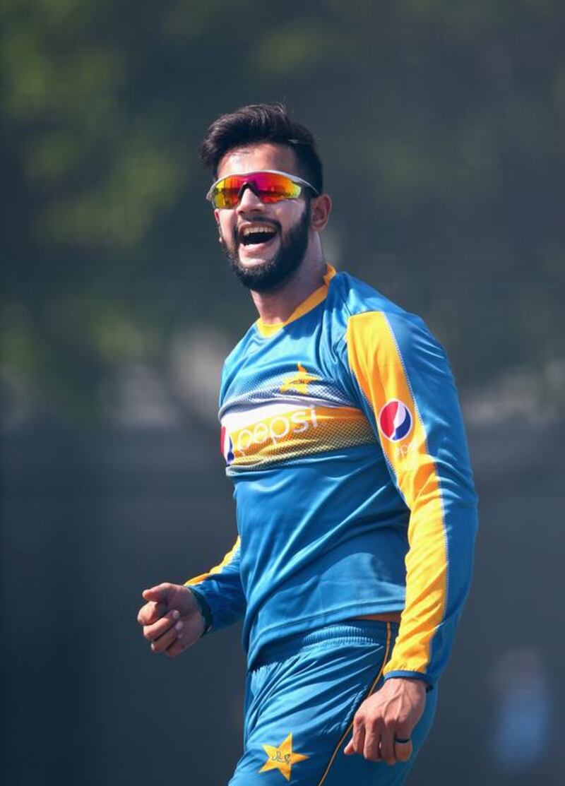 Imad Wasim during a nets session at the ICC Cricket Academy in Dubai. Getty