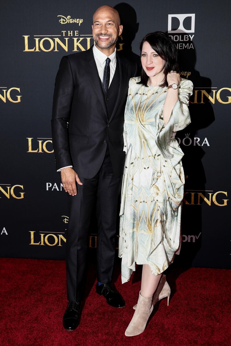 Keegan-Michael Key and his wife Elisa Pugliese arrive for the world premiere of Disney's 'The Lion King' at the Dolby Theatre on July 9, 2019. EPA