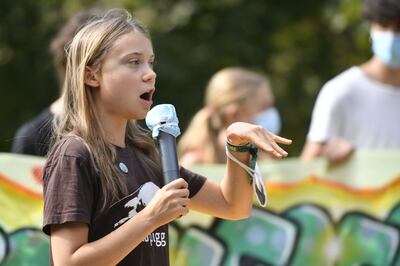 Swedish climate activist Greta Thunberg at a climate strike march in Milan, Italy, last week. Cop26 President Alok Sharma said leaders should heed the teenager's warnings. Getty Images