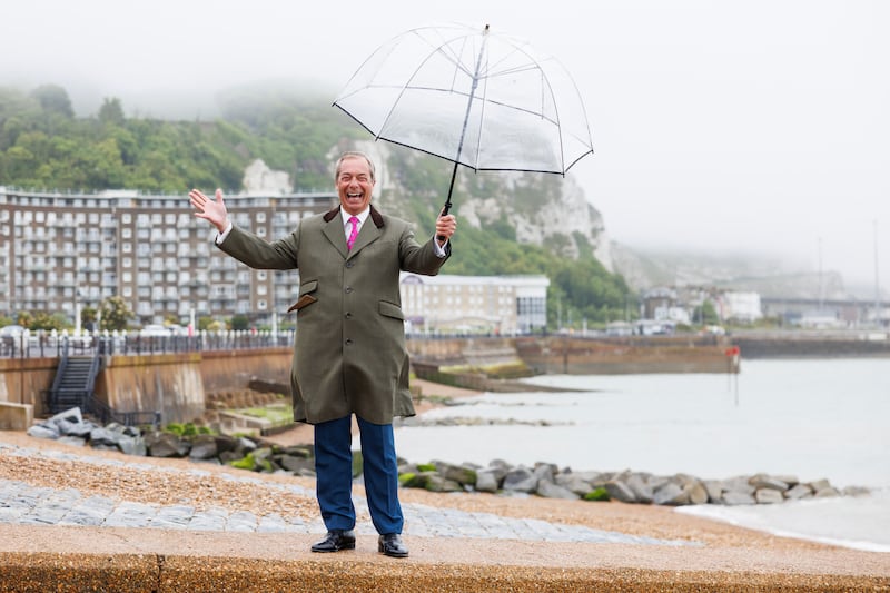 Nigel Farage at the cliffs in Dover after speaking at a Reform UK event. Getty Images
