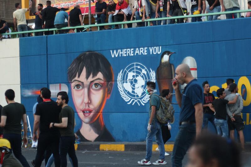 A mural of boy with a bullet towards his head by Ali Khalifa. Pesha Magid