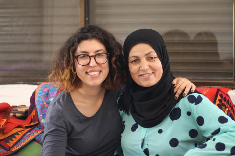 Noora Husseini, left, founder of Taita Leila, with Palestinian business woman Naima ‘Umm Hamadi’ Zeyad in Palestine. Courtesy Alexandra Sturgill