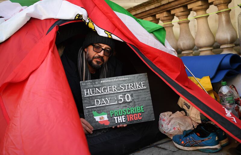 British-Iranian Vahid Beheshti on the 50th day of his hunger strike in London on Thursday. EPA