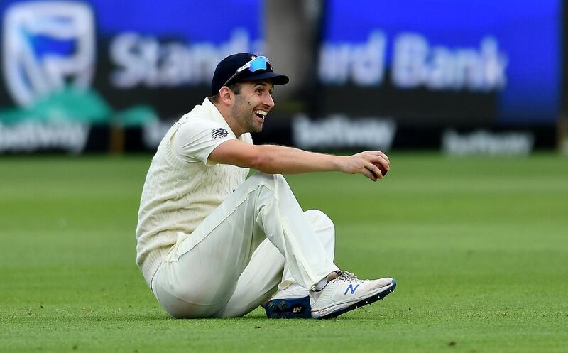 Mark Wood of England takes a catch to dismiss Quinton de Kock. Getty