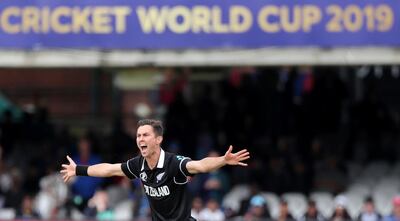 New Zealand's Trent Boult appeals unsuccessfully for the wicket of England's Jason Roy during the Cricket World Cup final match between England and New Zealand at Lord's cricket ground in London, England, Sunday, July 14, 2019. (AP Photo/Aijaz Rahi)