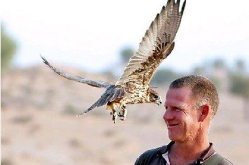 Jannes Kruger is the falconry manager at Banyan Tree Al Wadi resort in Ras al Khaimah. Pawan Singh / The National