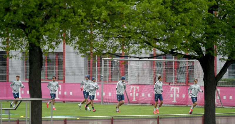 Bayern Munich players during training. EPA