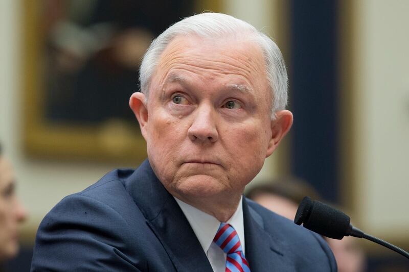 epa06468380 (FILE) - US Attorney General Jeff Sessions testifies before the House Judiciary Committee hearing on oversight of the Justice Department on Capitol Hill in Washington, DC, USA, 14 November 2017 (reissued 23 January 2018). Attorney General Jeff Sessions was interviewed last week by investigators for special counsel Robert Mueller's investigation into Russia meddling in the US presidential election and if President Trump obstructed justice after taking office.  EPA/MICHAEL REYNOLDS