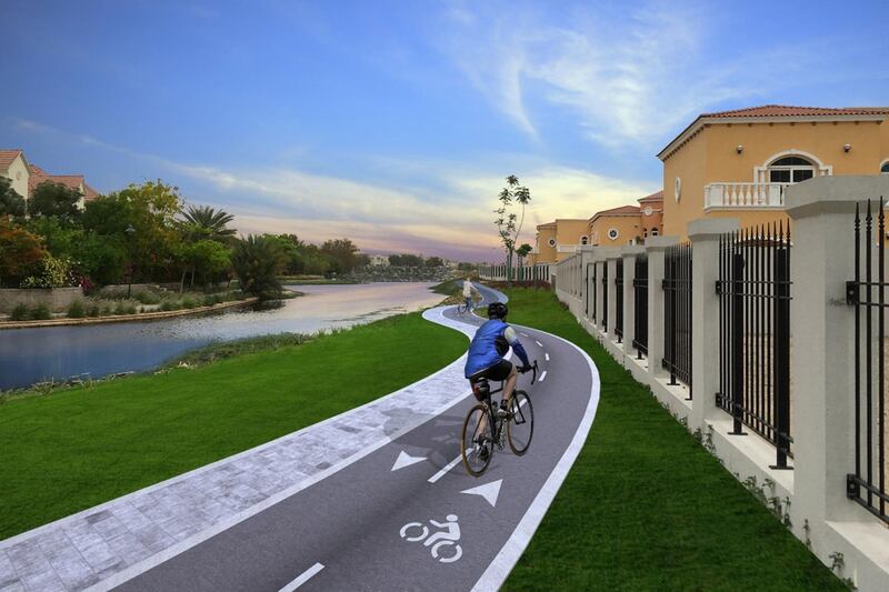 Jumeirah Islands cycle path // Dubai, 18 January 2017 … Master developer Nakheel is investing AED150 million to bring 105 kilometres of bicycle tracks to its communities across Dubai, with all routes linked to the Government’s Cycling Master Plan. Courtesy Nakheel *** Local Caption ***  bz18ja-nakheel-cycling-03.jpg