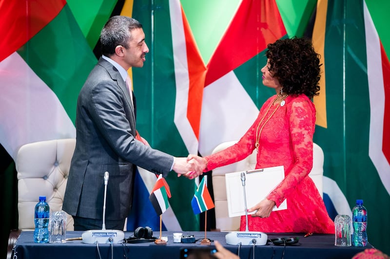 PRETORIA, South Africa, 23rd October, 2018 (WAM) -- H.H. Sheikh Abdullah bin Zayed Al Nahyan, Minister of Foreign Affairs and International Cooperation, has chaired the 2nd session of the UAE-South Africa Joint Commission, while the South African side was chaired by Lindiwe Sisulu, Minister of International Relations and Cooperation of South Africa. MOFAIC / Wam