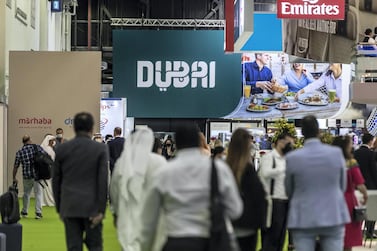 First day of the 2021 Arabian Travel Market exhibition opens at the World Trade Center in Dubai on May 16 th, 2021. General image from the first day. Antonie Robertson / The National. Reporter: None for National.