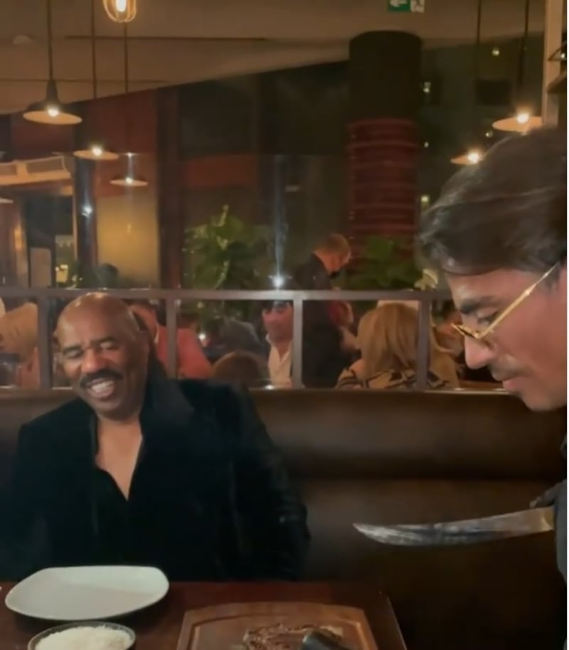Steve Harvey: The US TV host jetted into Dubai for a vacation and, like plenty of other stars, enjoyed the experience of being served by Salt Bae at Nusr-Et Dubai. Instagram