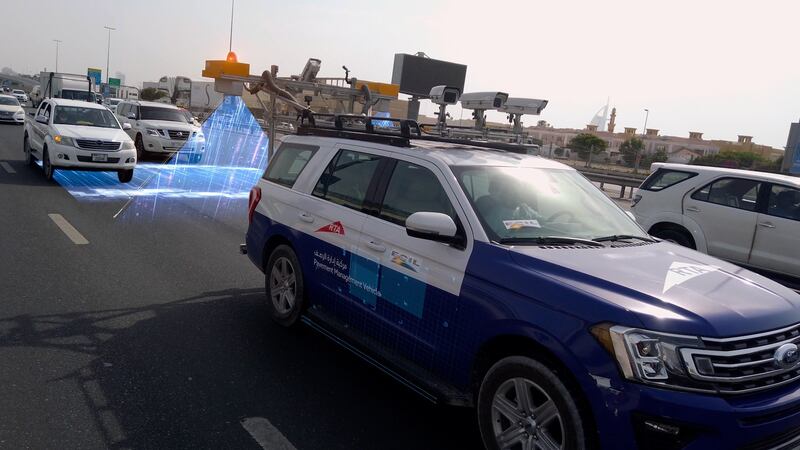 A picture released by Dubai's Roads and Transport Authority illustrates how the laser beam technology works. Photo: RTA