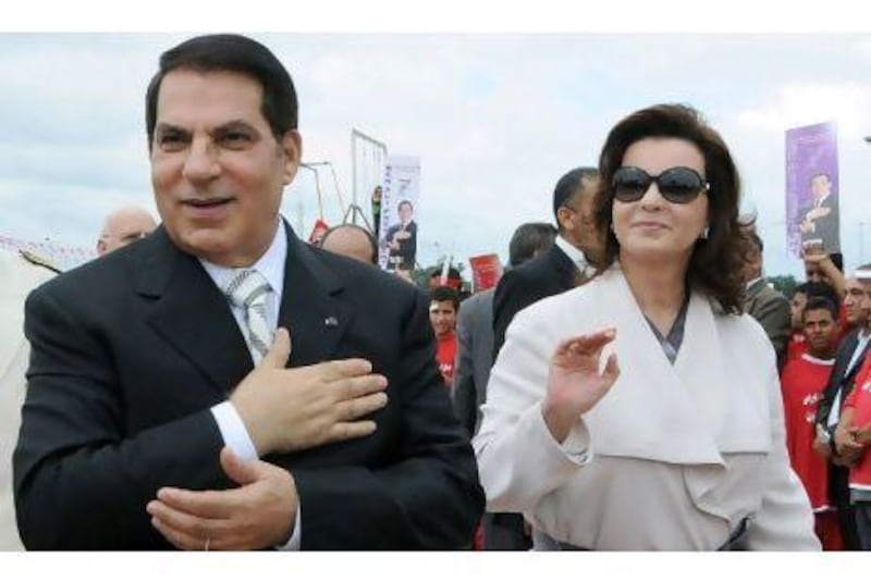 Zine el Abidine Ben Ali and his wife, Leila, during the 2009 election campaign near Tunis.