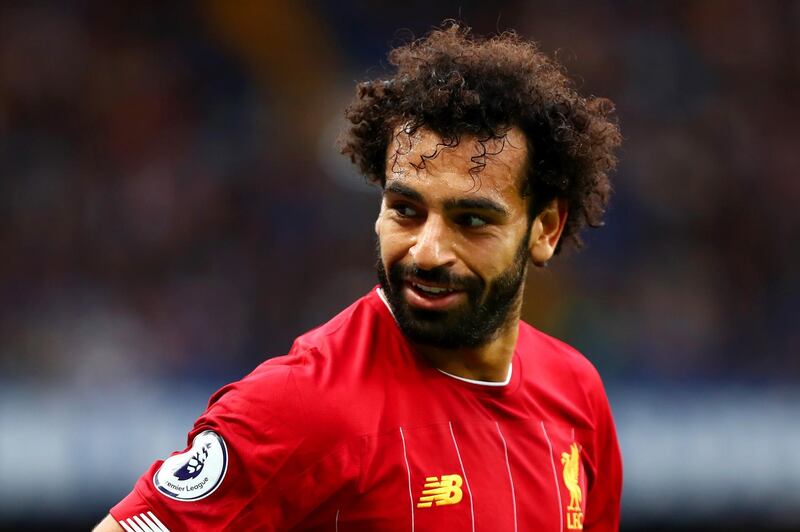 LONDON, ENGLAND - SEPTEMBER 22: Mohamed Salah of Liverpool smiles during the Premier League match between Chelsea FC and Liverpool FC at Stamford Bridge on September 22, 2019 in London, United Kingdom. (Photo by Dan Istitene/Getty Images)