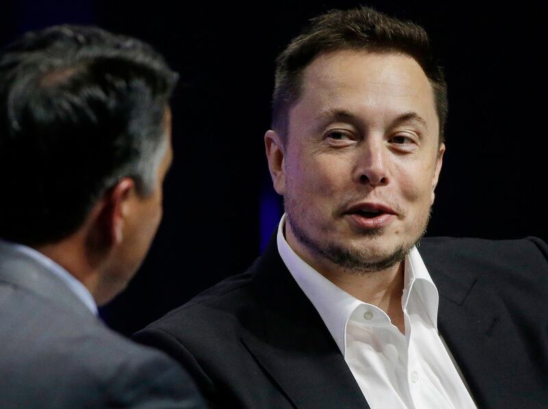 Mandatory Credit: Photo by AP/Shutterstock (8961977j)
Elon Musk, Brian Sandoval Tesla and SpaceX CEO Elon Musk responds to a question by Nevada Republican Gov. Brian Sandoval during the closing plenary session entitled "Introducing the New Chairs Initiative - Ahead" on the third day of the National Governors Association's meeting, in Providence, R.I
Governors Meeting, Providence, USA - 15 Jul 2017