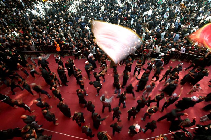 Shiite Muslim pilgrims beat their chests as they commemorate the Arbaeen in Kerbala, Iraq. Reuters