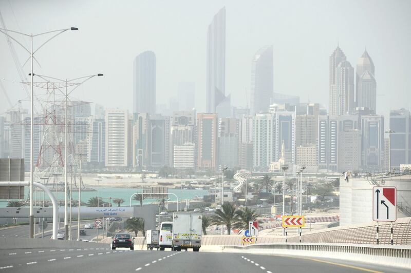 Abu Dhabi, United Arab Emirates - Dusty weather in the city of Abu Dhabi. Khushnum Bhandari for The National
