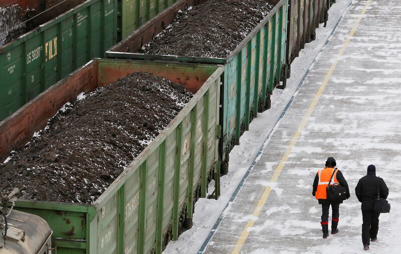 Wagons loaded with coal at the Zlobino railway station in Russia's Siberian city of Krasnoyarsk. Reuters
