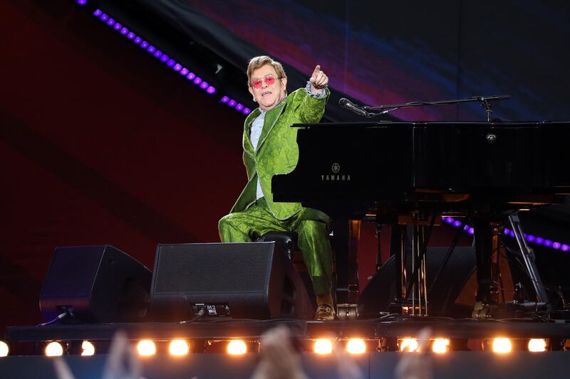 Elton John performs on stage during Global Citizen Live on September 25, 2021 in Paris, France. Getty Images