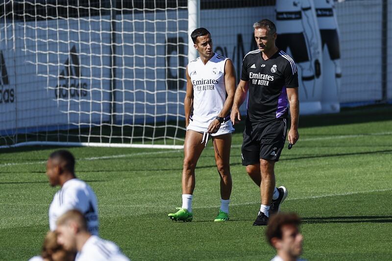 Real Madrid's forward Lucas Vazquez trains. EPA