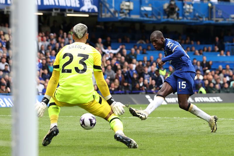 Nicolas Jackson scores Chelsea's fifth goal. Getty Images
