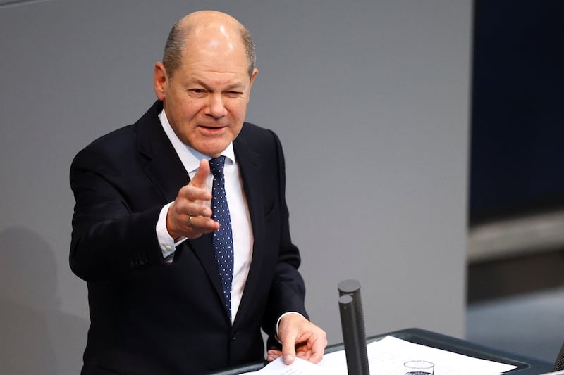 Olaf Scholz during a budget debate in the German parliament in Berlin. Reuters