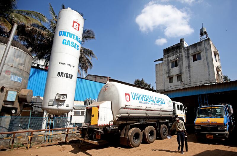 A centre for filling oxygen tanks in Bangalore, India. EPA