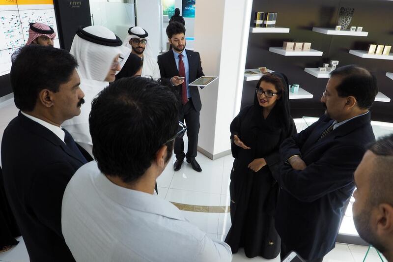 Visitors tour Etihad’s Innovation Centre in Abu Dhabi during Innovation Week. Delores Johnson / The National