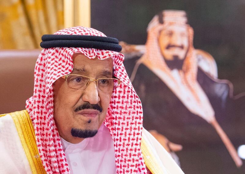 epa08317609 Saudi King Salman bin Abdulaziz delivers a speech on the outbreak of the coronavirus, in Riyadh, Saudi Arabia, 19 March 2020 (issued 24 March 2020). Saudi Arabia's King Salman bin Abdulaziz Al Saud has announced a nation-wide curfew from dawn to dusk starting from 24 March for the duration of 21 days. According to local media reports Saudi Arabia has registered 51 new cases on 23 March bringing the total to 562 cases, 19 of them have recovered.  EPA/BANDAR ALJALOUD / HANDOUT  HANDOUT EDITORIAL USE ONLY/NO SALES