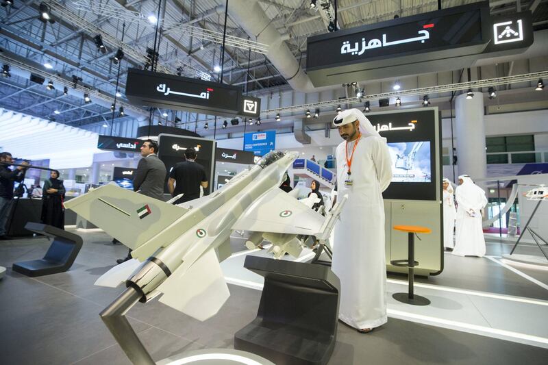 Dubai, United Arab Emirates- Visitors at the Dubai Airshow 2019 at Maktoum Airport.  Leslie Pableo for the National