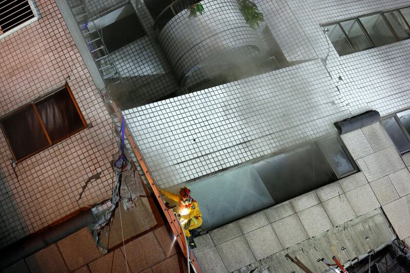 A damaged building in Hualien, eastern Taiwan. Ritchie B. Tongo / EPA