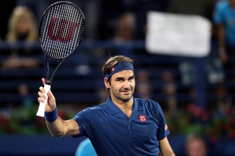 Tennis - ATP 500 - Dubai Tennis Championships - Dubai Duty Free Tennis Stadium, Dubai, United Arab Emirates - February 27, 2019   Switzerland's Roger Federer celebrates after winning his Quarter Final match against Spain's Fernando Verdasco   REUTERS/Ahmed Jadallah