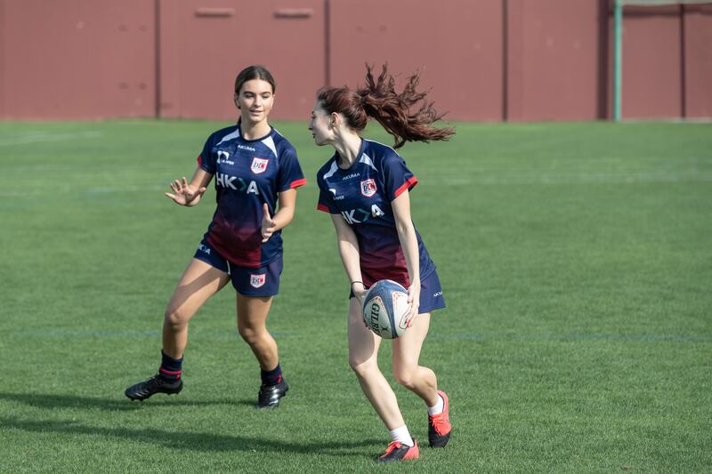  Dubai College Girls rugby team training ahead of their trip to Rosslyn Park Sevens in the UK. 