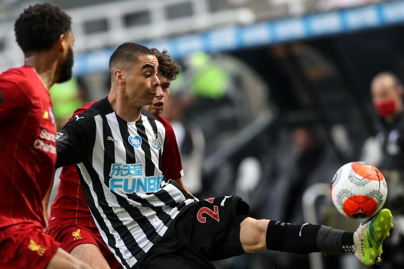 Miguel Almiron - 5: Very quiet game from the Paraguayan attacker - but Newcastle were rarely in possession to threaten Liverpool much at the back. AFP