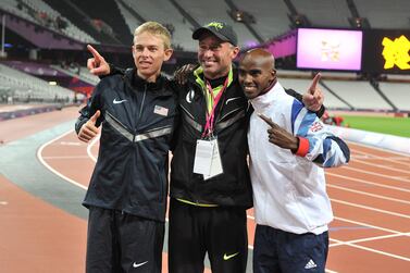 Alberto Salazar, centre, pictured with Mo Farah, right, and Galen Rupp in 2012. Press Association